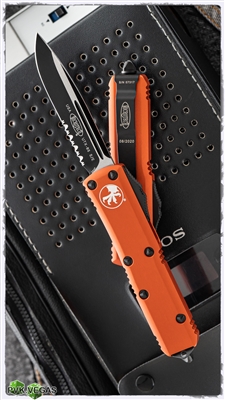 Microtech UTX-85 231-2OR Black Serrated Edge Orange Handle