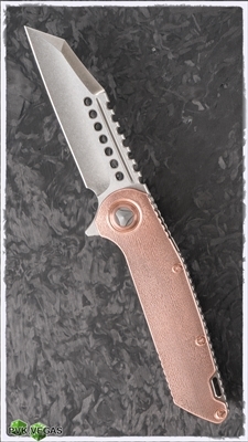 Marfione Custom Warhound Folder 2-Tone Stonewash Blade Eggshell Copper Top w/Copper Accents