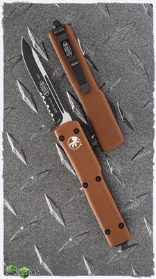 Microtech UTX-70 S/E 148-2TA Partial Serrated Black Blade Tan Handle