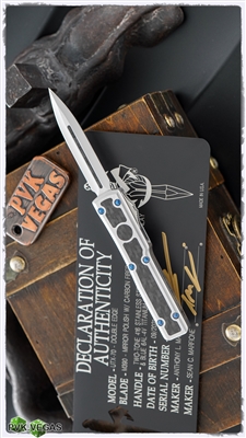 Marfione Custom UTX-70 D/E Blade Mirror Polish W/CF Inlay & SS Handle W/CF Inlays And Blue Ti HW