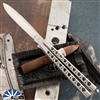 29 Knives Custom 5" S35VN Utilitarian Spear Point Blade, Skeleton Channel Cut 303 Stainless Steel