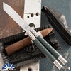 29 Knives Custom 4" S35VN Clip Point "Chisel" Tanto Blade, Green G10 Channel Cut 303 Stainless Steel
