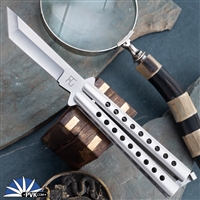 29 Knives Custom 3.75" S35VN Tanto, "Thin Skeleton" Channel Cut 303 Stainless Steel Handles