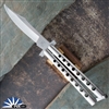 29 Knives Custom 4" S35VN Long Clip Scimitar, "Thin Skeleton" Channel Cut 303 Stainless Steel Handles
