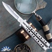 29 Knives Custom 4" S35VN Scimitar, "Thin Skeleton" Channel Cut 303 Stainless Steel Handles