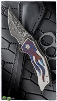BURN Knives Custom Tomahawk Damascus Stelite Core with Timascus Inlay & Pocket Clip