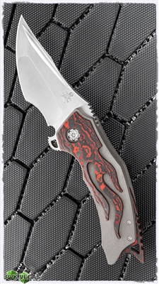 BURN Knives Custom Tomahawk Red & Black Fat Carbon