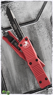Microtech Troodon T/E 140-3RD Full Serrated Black Blade Red Handle