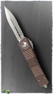 Microtech Combat Troodon D/A OTF 142-11TA D/E Satin Serrated Blade Tan Handle