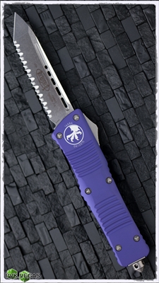 Microtech Combat Troodon D/A OTF Tanto 144-12PU SW Full Serrated Purple Handle
