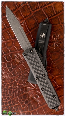 Microtech UTX-85 D/A OTF Auto 231-16CF Carbon Fiber Top Damascus Blade & Copper Hardware