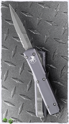 Microtech Ultratech D/A OTF Bayonet 120-11APGY Apocalyptic Serrated Blade Gray Handle