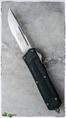 Microtech QD Scarab S/E 178-5 Satin Serrated Blade Black Handle