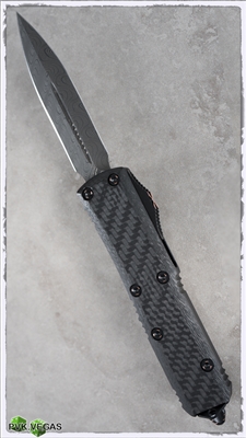 Microtech UTX-85 D/A OTF Auto D/E 232-16CF Carbon Fiber Top Damascus Blade & Copper Hardware SN003