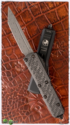 Microtech UTX-85 T/E 233-16CF Carbon Fiber Top Damascus Blade & Copper Hardware