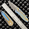 Protech Sprint Auto Custom 2951-S Two Tone Titanium Frame Spirograph Damascus Blade