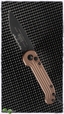 Microtech LUDT 135-2TA Black Serrated Blade Tan Handle