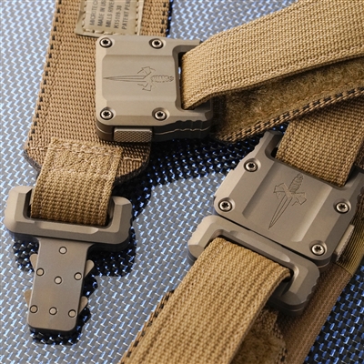 Microtech APIS Tactical Coyote Nylon Belt Bronze Titanium Buckle Dagger Logo - Select Size