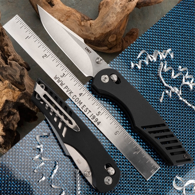 CRKT 3820 Matthew Lerch Definitive Crossbar 154CM Stonewash Drop Point Blade, Black G10 Handles