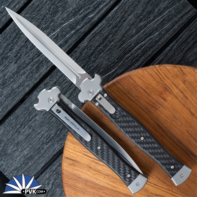 AGA Campolin ZERO+ N690Co Satin Dagger Blade, Carbon Fiber Handle