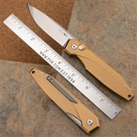 AKC X-treme Dandy Automatic Knife - Tan Handle Stonewash Blade