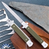 AKC X-treme 11" Shadow Switchblade (Bolster Release) Stonewash Bayonet, Military Green G10 Scales.