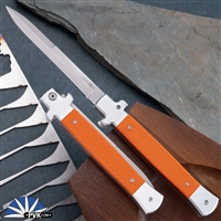 AKC X-treme 11" Shadow Switchblade (Bolster Release) Stonewash Bayonet, Orange G10 Scales.