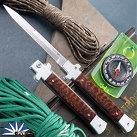 AKC X-treme 11" Shadow Switchblade (Bolster Release) Polished Bayonet, Snake Wood Scales.