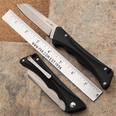 AKC X-treme SMARTY Concealed Bolster Release Automatic Knife - Black Handle Stonewash Blade