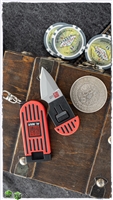 Al Mar Stinger Keychain Fixed Blade, 1.3" D2 Drop Point, Red & Black TPR Handle, TPR Sheath