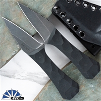 Auxiliary Manufacturing Coffin, Black Stonewash AEB-L Spear Blade, Textured G10