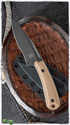 Bastinelli Creations SIN Fixed Blade With Coyote Brown G10 Scales, Acid Stonewashed N690