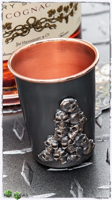 Bastinelli Creations Shot Glass Cup Bronze Skull Engraved Single Sided