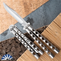 BaliBalistic Channel Cut Titanium Latch-less Bowie Clip Blade Balisong