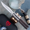 Biegler Bladeworks Balisong Clip Point SoftTail W2 Clip Point Blade W/Hamon,  Titanium Handles W/Desert Ironwood Inlays