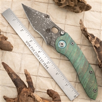 Borka Blades & John Gray Custom Stitch Black Rain Blade, Green & Bronze Textured Ti