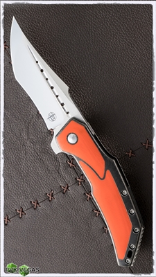 Begg Custom Astio XHP Mirror Blade Black & Orange G10 Inlay