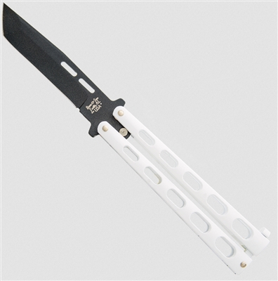 Bear OPS Bear & Son 5 in. Tanto Butterfly 1115TANW White Handles Black Tanto