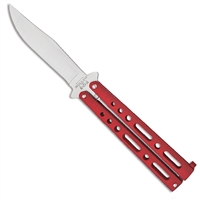 Bear OPS Bear & Son 5 in Butterfly 117R Red Handles Silver Clip Point