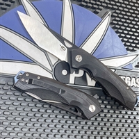 Bestech Knives BG14A-2 Toucan Flipper Knife D2 Two-Tone Satin/Distressed Black Blade, Black G10 Handles, Liner Lock