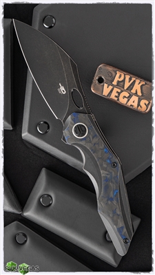 Bestech Knives Emperor Flipper, Blue Titanium Scales, 3.13" Black Stonewash CPM-S35VN
