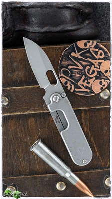 BlackFox/Panchenko Bean Gen 2 Slip Joint Knife, Tumbled Stainless Steel Scales,  Tumbled 440C Blade