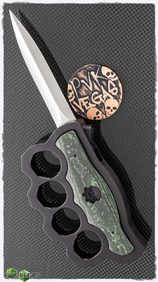 BURN Knives K-Razor OTF Satin Dagger Blade Fat Carbon Inlays