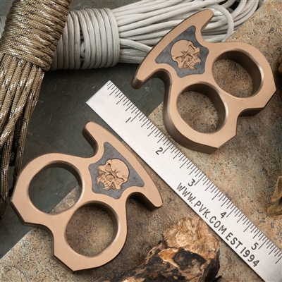 BURN Custom 2 Finger Knuckles Aluminum 3/4" Bronze w/Black Carbon Fiber Inlay Burn Skull