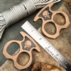 BURN Custom 2 Finger Knuckles Aluminum 1/2" Bronze w/Black Carbon Fiber Punisher Skull Inlay