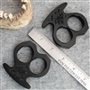 BURN Knives Two Finger Knuckles Black Aluminum 1/2" Black Carbon Fiber Skull Inlay