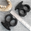 BURN Custom 2 Finger Knuckles Aluminum 3/4" Black w/Black Carbon Fiber Inlay Burn Skull