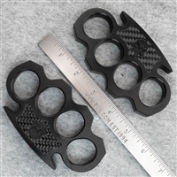 BURN Knives Black Aluminum Knuckles 1/2" Black Carbon Fiber Skull