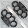 BURN Knives 4 Finger Knuckles Black Aluminum 1/2" Black Carbon Fiber Punisher  Skull