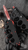 Knuckle D/A OTF Auto Black & Red Handle D/E Two-Tone Blade